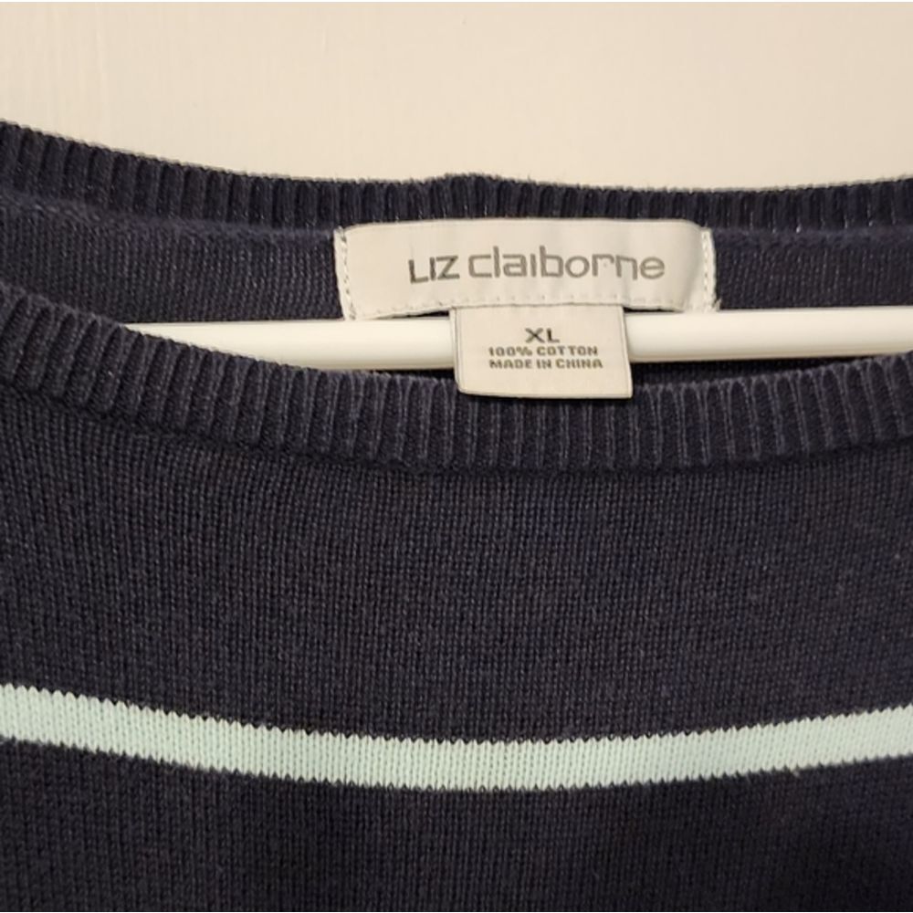 Liz Claiborne Color Block Striped Long Sleeve Light Sweater. Multi Seasons. XL - Picture 5 of 10